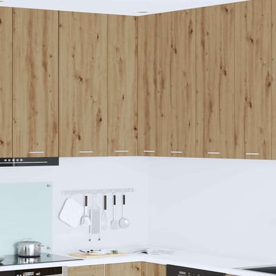 vidaXL - Hangkast - Ambachtelijke - Eik - en - Wit - 57 - x - 57 - x - 100 - cm - Bewerkt - hout