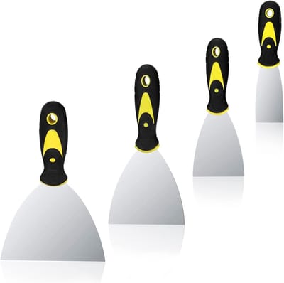 Set van 4 RVS Spatels voor Puttyen en Schilderen, Inclusief 40mm, 75mm, 100mm en 150mm Spatels voor Precisiewerk en Afwerking