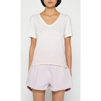 10DAYS Linen Tee Dip Dye Pale Lilac Maat: XXS | Tops Outlet | Dames | Wit