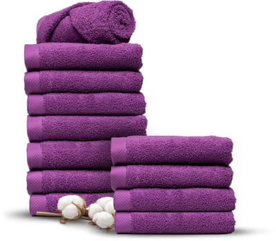 Miss Towels 50x100 Handdoeken Set 12 st. - 5 sterren Hotelkwaliteit - Badtextiel - Luxe Badhanddoeken - Zachte Badlakens - Paars - Made in Portugal