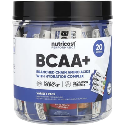 Nutricost, Fonctionnel, BCAA+, Pack Variété, 20 sachets, 13-14 g (0,5 once) chaque