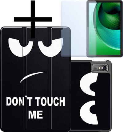 Hoes - Geschikt voor Lenovo Tab M10 5G - Met Screenprotector - Trifold Bookcase - Hard Cover - Hardcover Book Case - Tablet Hoesje - Don't Touch Me