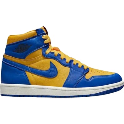 Nike Unisex Volwassen Air Jordan 1 Leren Hoge Sneakers (Geel/Blauw)