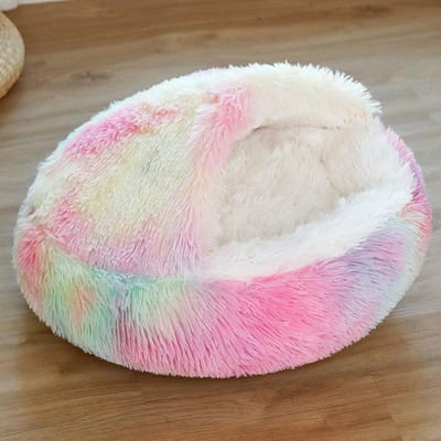 Halve Pakhoes Pluche Hondenhok en Kattenmand Diepe Slaap Warm Huisdierbed Zacht en Comfortabel Semi-afgesloten Huisdierkussen S 40cm