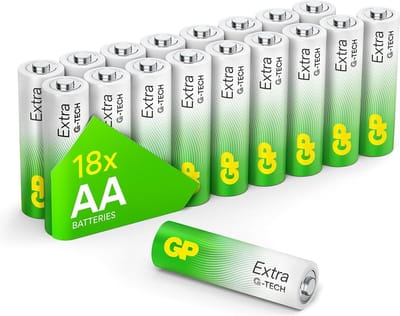 GP Extra Alkaline batterijen AA 1,5V - 18 stuks AA batterijen (Mignon, Penlite, LR06) – AA Batterij met nieuwe G-TECH technologie