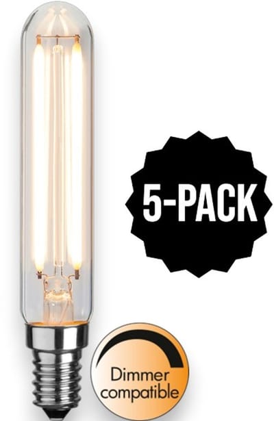 5-Pack | Staaflamp - E14 - 2W - Extra Warm Wit - 2700K - Dimbaar - Filament - Helder