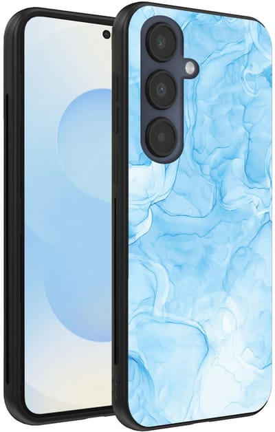 Smartphonica Telefoonhoesje Geschikt voor Samsung Galaxy S25 met marmer opdruk - TPU backcover case marble design - Lichtblauw geschikt voor Samsung Galaxy S25
