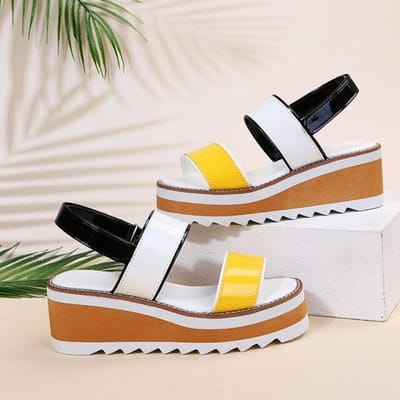 Zomer Dames Sandalen Platform Sandalen De Sleehak is 6 .5cm Hoog Dubbele Kleur Zijkant Plus Size Dames Schoenen 43 Sandalen 43 black