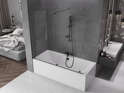 Mexen Velar 2-delige verschuifbare badwand 170 x 150 , transparant, gun metal - 896-170-000-01-95