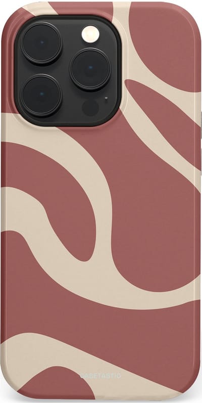 Casetastic Hoesje Geschikt voor Apple iPhone 14 Pro Magsafe - Stijlvolle Beschermende Duo-layer Case - Terracotta Mediterranee Golven