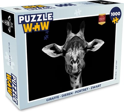 Puzzel Giraffe - Dieren - Portret - Zwart - Legpuzzel - Puzzel 1000 stukjes volwassenen