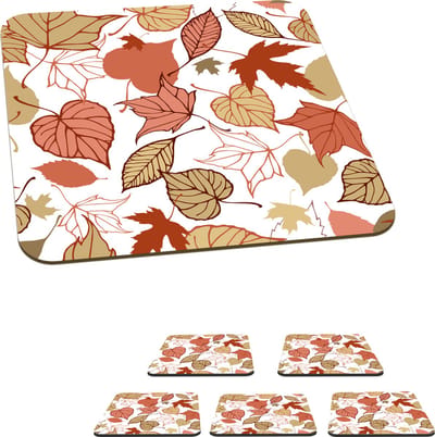 Onderzetters voor glazen - Patronen - Bladeren - Herfst - 10x10 cm - Glasonderzetters - 6 stuks