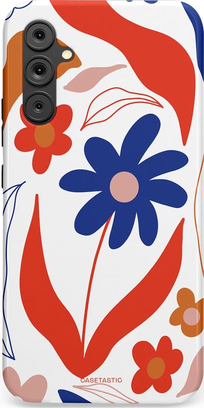Casetastic hoesje geschikt voor Samsung Galaxy A34 (2023) 5G - Dubbellaagse bescherming - Kleuren in bloei - Fashion Case - Wit Rood Perzik Donkerblauw