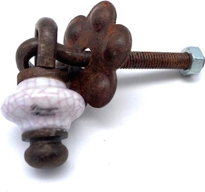 Ladegreep Hanger IJzer roest met Porcelain de Limoges 38mm