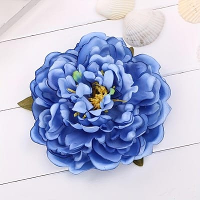 Pince à Cheveux Pivoine Style Bohème, Design Barrette Exquis, Pour Mariées, Demoiselles d'Honneur et Danseuses, Accessoires de Cheveux Indispensables bleu