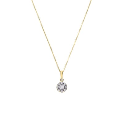 Lucardi Dames Diamond luxury 14 karaat gouden ketting met 10 diamanten 0,05ct voor dames - Ketting - 14 Karaat Goud - Goud - 45 cm