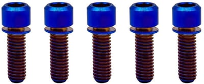 Fiets Schroeven - Bouten met Ring - Fiets Onderhoud - Lichtgewicht Titanium - M6x16mm 5 Stuks - Verbrand Blauw