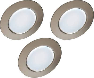 Trango Set van 3 - G4E-038 LED meubelinbouwspot 12 Volt AC/DC inbouwlamp, plafondlamp in chroom ter vervanging van traditionele meubellamp, inbouwlamp (vervangende lamp met MR16, G4, GU5.3 fitting) afzuigkapverlichting, kastverlichting