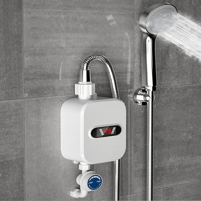 Doorstroomboiler Elektrisch - Tankloos Warmwater - Directe Verwarming - Compact Digitaal Scherm - 125 x 33 cm - Wit