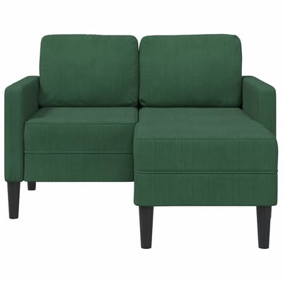vidaXL - 2-zitsbank - met - ligstoel - L-vorm - donkergroen - 125 - cm - linnen