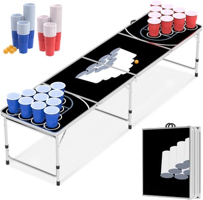 ACXIN Beer Pong Tafel Set Aluminium – Inklapbaar & Verstelbaar – 5 Ballen en 100 Bekers