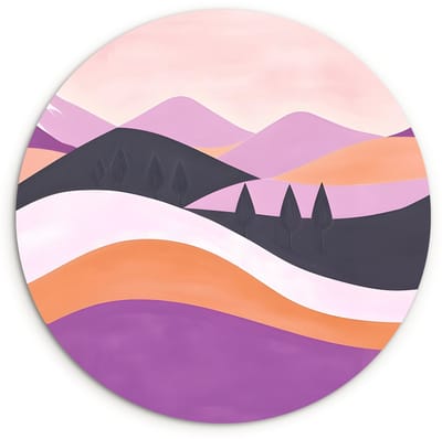 WallCircle® Wandcirkel 120x120 cm - Muurcirkel Abstract - Heuvels - Bomen - Groen - Muurdecoratie woonkamer - Wanddecoratie slaapkamer - Kamer decoratie accessoires - Ronde schilderijen XXL
