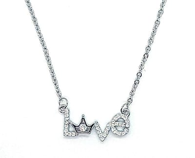 Ketting Meisje- Meisjes Ketting Zilver 925- Ketting Liefde Love- Ketting Diamant Strass- Kind- LiLaLove