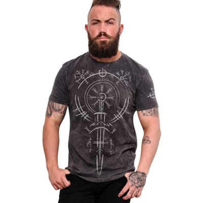 Outer Vision T-shirt - Celtic Sword mannen T-shirt - S tot 4XL - voor Mannen - grijs