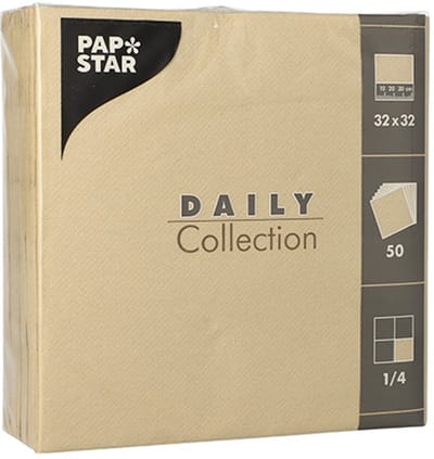 14x 50 Servetten DAILY Collection 1/4 vouw 32 cm x 32 cm zand