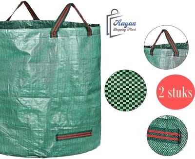 Tuinafvalzak 120L – Sterke Tuinzak voor Bladeren & Gras – Waterdicht – Met 3 Handgrepen – 75x48 cm – Groen – Bladzak & Grasopvangzak – Verstevigde Rand – Herbruikbare Tuinafvalzak – 62341