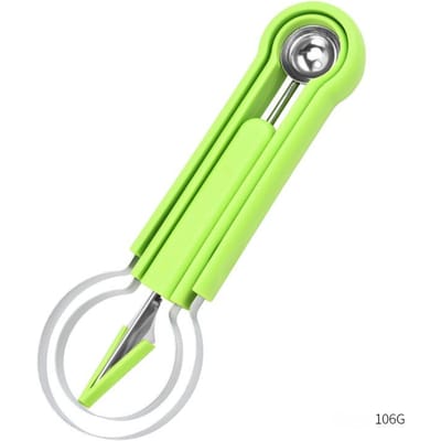 Pelle à boules de fruits 3 en 1, cuillère à creuser, outils pour fruits, couteau éplucheur, pitaya, kiwi, baies, avocat, trancheuse, séparateur de pulpe et de chair green