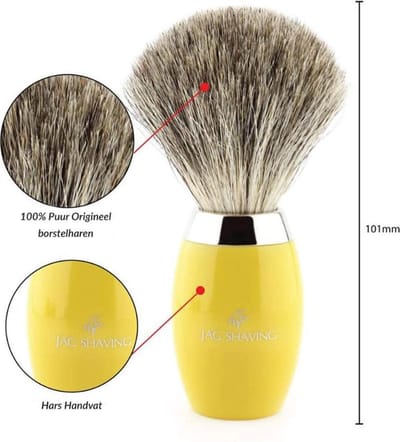 Super haren heren scheerkwast met geel handvat voor schoon, nat scheren Perfect cadeau voor mannen (scheerkwast)