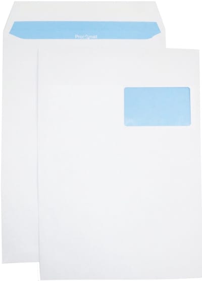Akte enveloppen A4 - Venster rechts - C4 - 229 x 324 mm - 50 stuks - zelfklevend met plakstrip - 90 gram - Wit - Netuno