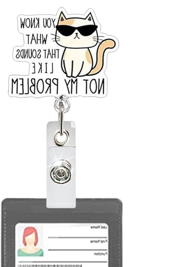 Badgehouder Intrekbaar - Kaarthouder Clip - Werk Identificatie - Veilig Mechanisme - 8.5 cm Lengte - Kat Design
