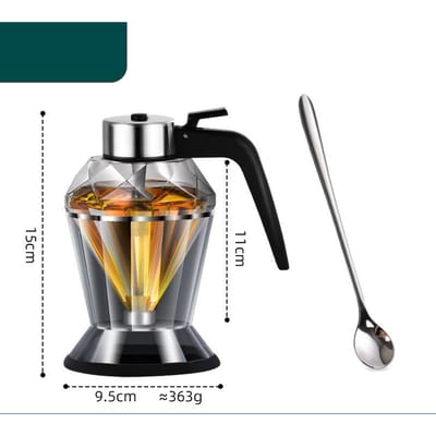 Bouteille de stockage de sirop en verre Distributeur de miel Récipient en forme de diamant Pot de miel Accessoires de cuisine Boîte d'assaisonnement de cuisine