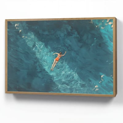 Wandlamp 90x60 cm - Oplaadbaar - Vrouw - Water - Bikini - Oranje - Wandlampen binnen woonkamer - Slaapkamer lamp - Decoratieve nachtlamp - Vloerlamp draadloos