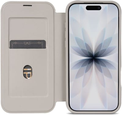 Portemonnee Hoesje Geschikt voor Apple iPhone 17 | Compatibel met MagSafe / Qi2 | Wallet Book Case met Magneet | Beschermhoes met Pasjeshouder | Transparant / Beige