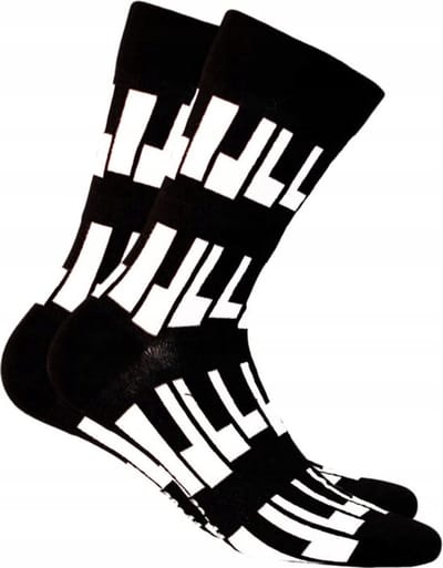 Wola Heren Sokken – Piano Print – Zwart/Wit – Maat 42-44 – ( 1 Paar )