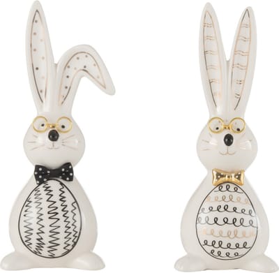 J-Line figuur Konijn Robert - keramiek - mix - small - 2 stuks