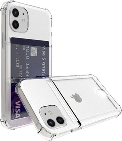 Smartphonica Telefoonhoesje Geschikt voor iPhone 12 Mini met Pasjeshouder Doorzichtig Siliconen - Transparant TPU Shockproof Backcover Case with Card Slot geschikt voor iPhone 12 Mini