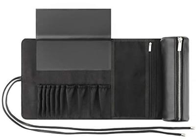 Dailygoods- Make-up Organizer Draaibaar - Make-up Organizer Lades - Make-up Organizer Transparant - Make-up Organizer Tas - Professionele Tas voor Kwasten - Oprolbaar Formaat 23,5 x 9,5 cm - Cosmetica Tas