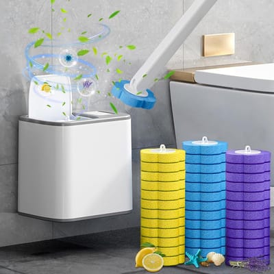 toiletborstel, dieptereiniging, toiletborstel met randreiniger, toiletborstel met 36 stuks toiletreiniger, wc-borstels met houder voor badkamer, wastafel, badkuip