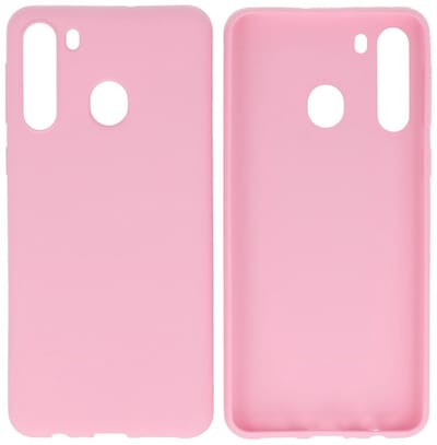 Hoesje Geschikt voor de Samsung Galaxy A21 - Backcover Color Telefoonhoesje - Roze