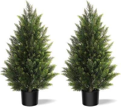Kunstplant Ceder - Kunstboom Groen - Binnen Decoratie - Realistisch Blad - 90cm Hoog - Groen