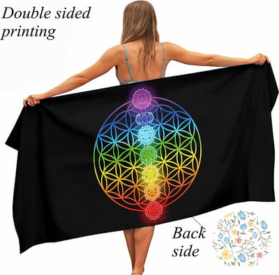 Ulticool Microvezel Handdoek - Chakra Healing Mandala - Badhanddoek Strandlaken Sneldrogend Badlaken - 160 x 80 cm - Reizen Sauna Spa Yoga Lichtgewicht Reishanddoek Microfiber