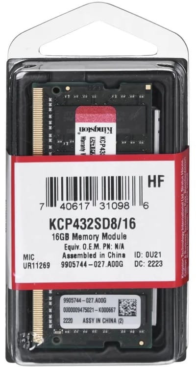 Kingston ValueRAM KCP432SD8/16 - Laptopgeheugen - 16GB - DDR4 - SODIMM - 3200MHz - 1 x 16 GB