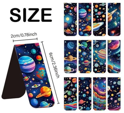 Viwado® - Magnetische Boekenleggers Set van 12 - Educatieve Leesaccessoires met Planeten, Sterren & Ruimtevaart Thema's - Ideaal Cadeau voor Boekenliefhebbers & Studenten