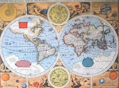 Wereldkaart poster - klassiek - historisch - luxe papier - formaat 70 x100 cm