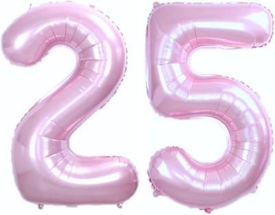 Ballon Cijfer 25 Jaar Roze Verjaardag Versiering Cijfer Helium Ballonnen Roze Feest Versiering 86 Cm Met Rietje