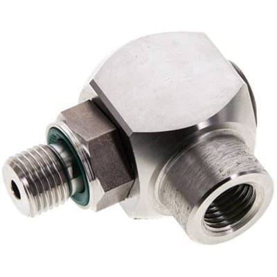G 1/4'' M/F RVS Elbow 90deg Draaidoorvoer Hoge druk 400 Bar - Hydrauliek - FL2E-MF-SFP-014G-R